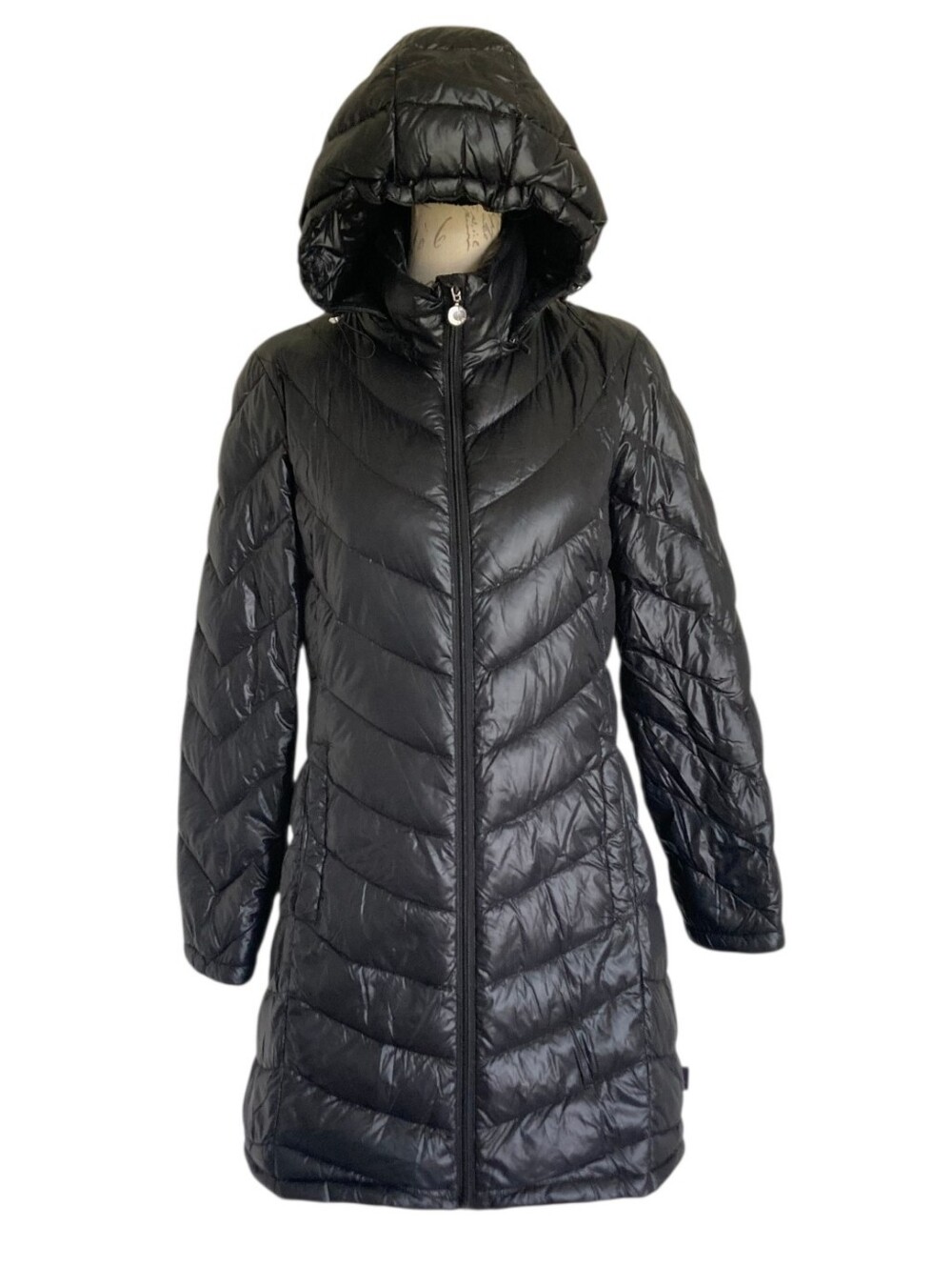 Calvin Klein Down puffer Jacket M Packable Lightweight Hooded long coat